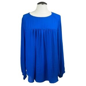 Rebecca Taylor Women's Blue Long Sleeve Pleated Tunic Top Size‎ 10